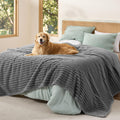 Bedsure ComfyFleece™ Waterproof Dog Blankets for Large Dogs,50x60 Cream | Soft Plush Couch Cover,Washable Corduroy Fleece for Furniture Protector,Cozy Calming Reversible Pet Blanket for Senior Dogs