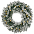Christmas Wreath Pre Lighted 24 inch with 50 Led, Battery Operated Artificial Christmas Wreaths for Front Door with Lights, Green Christmas Decoration for Door Windows Wall