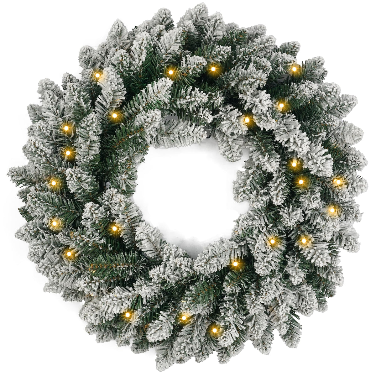 Christmas Wreath Pre Lighted 24 inch with 50 Led, Battery Operated Artificial Christmas Wreaths for Front Door with Lights, Green Christmas Decoration for Door Windows Wall
