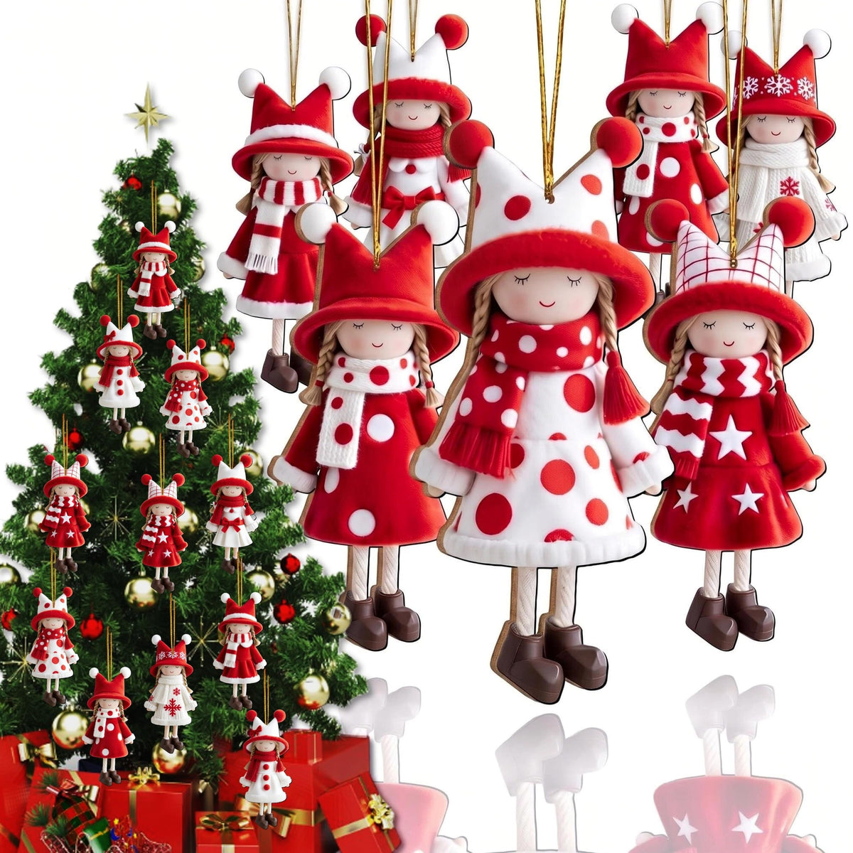 16Pcs Gingerbread Cat Christmas Ornaments