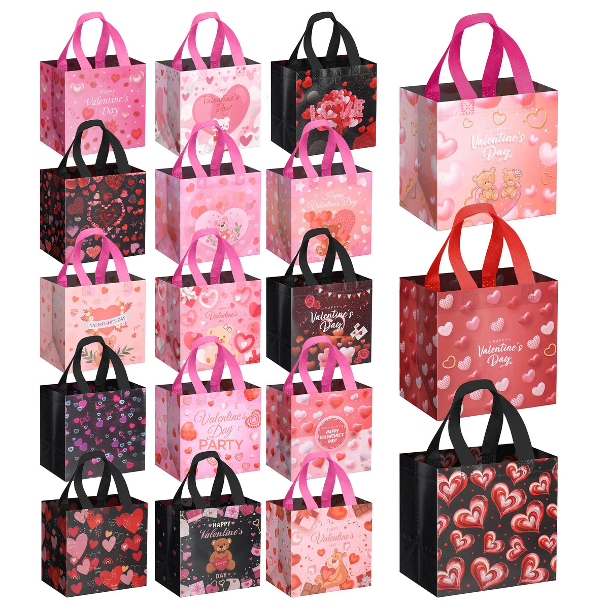Jaywayang 8Pcs Halloween Trick or Treat Tote Bags with Handles ， Reusable Non-Woven Ghost Face Gift Bags for Adults Kids Gifts Wrapping, Party Supplies.