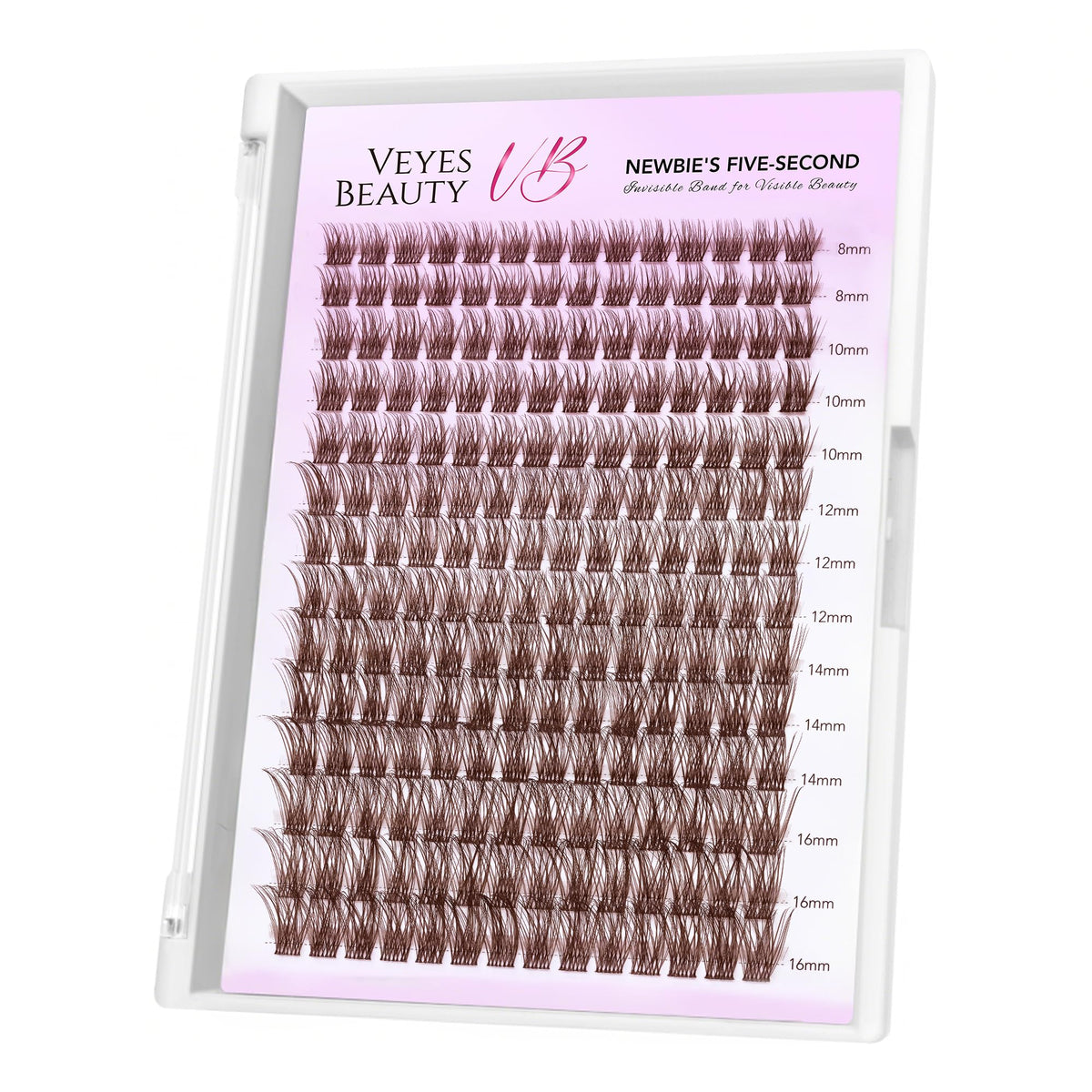 VEYESBEAUTY Lash Clusters Individual Eyelash Extensions Thin & Invisible Band DIY False Eyelashes for Self-application Newbie's Five-Second Series Wispy Lash Tray, Dreamy 8-16mm Mixed Length