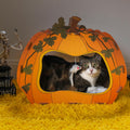 Midlee Halloween Pumpkin Cat Scratcher Cardboard House