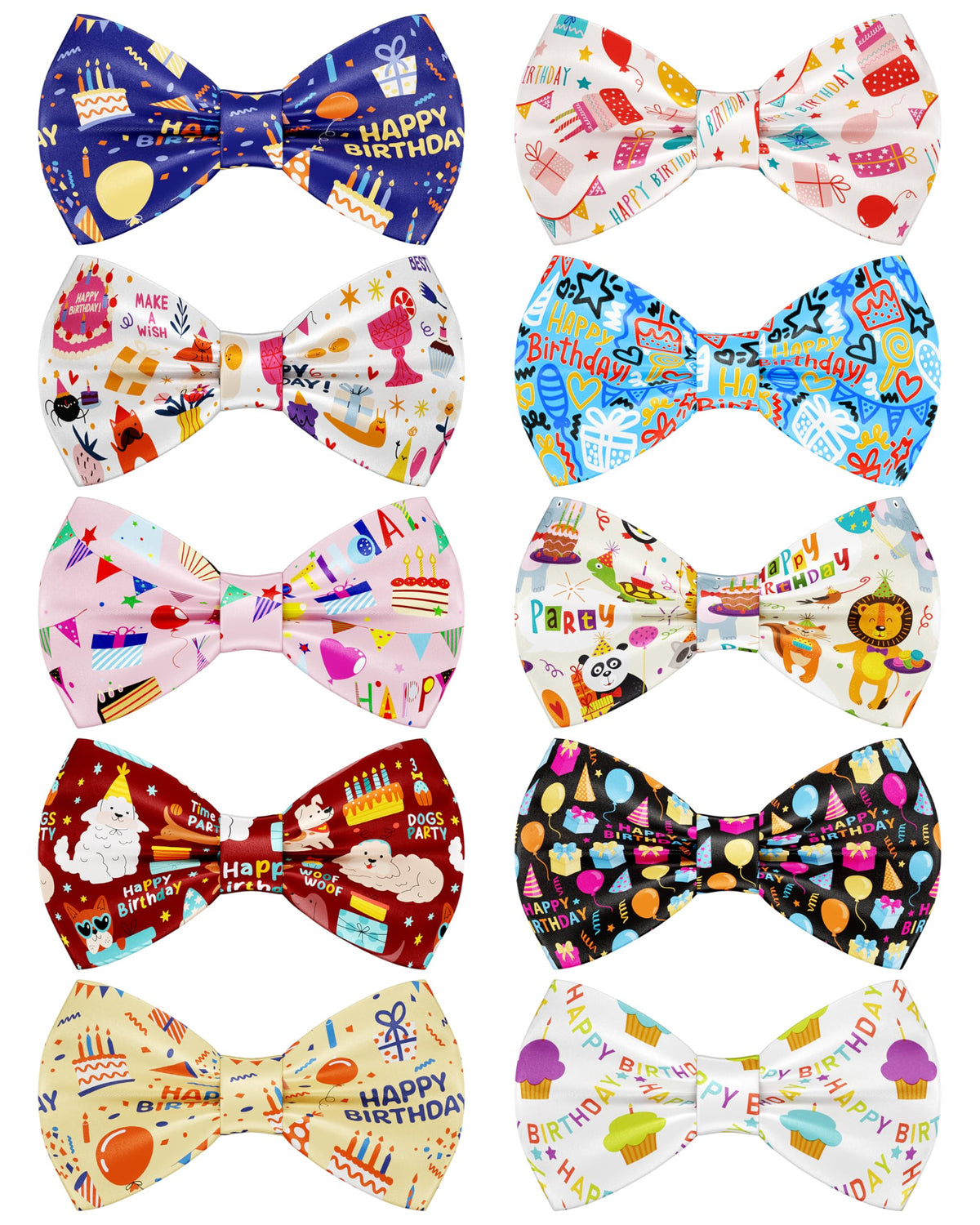 PET SHOW 10 Pack Fall Dog Bowties for Large Dogs Sliding on Collar