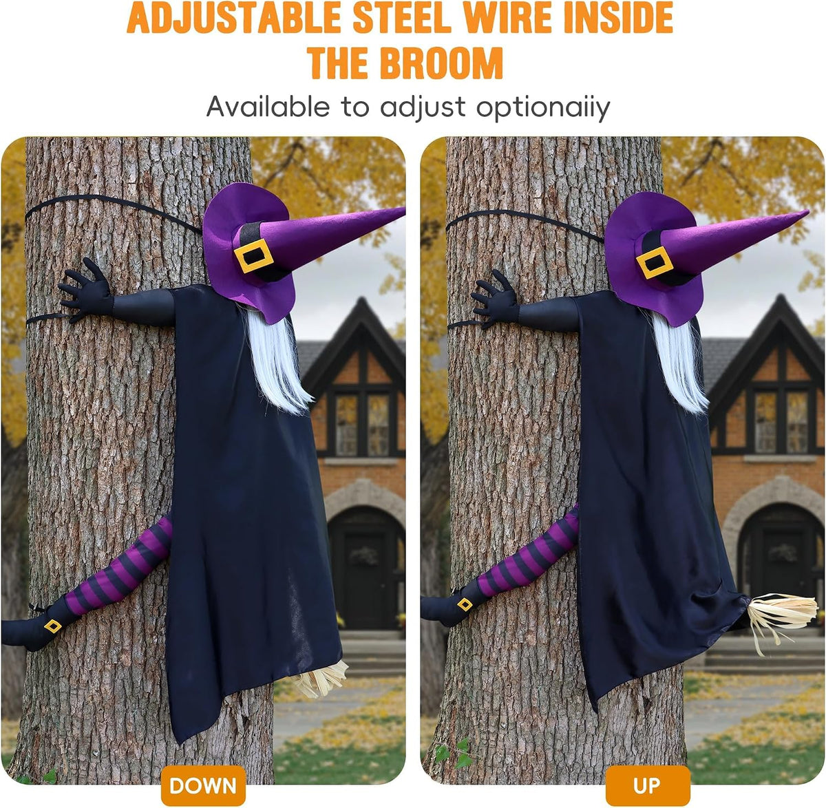 Giiffu Halloween Decorations Outdoor 57" Crashing Witch into Tree Decor
