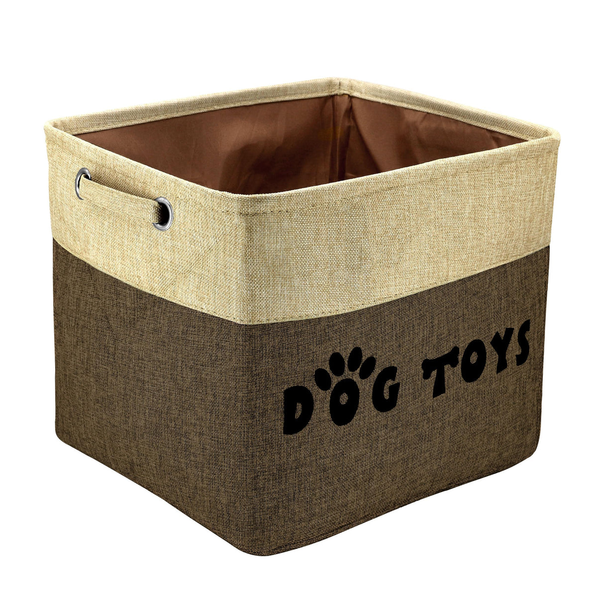 PET ARTIST Dog Toy Basket, Large Collapsible, Brown, M: 15"x11"x9" | Dog Toy Bin Box, Comfortable Handles, Large Pet Toy Storage Organizer, For Accessories, Toys, Coat & Clothing, Blanket Leash