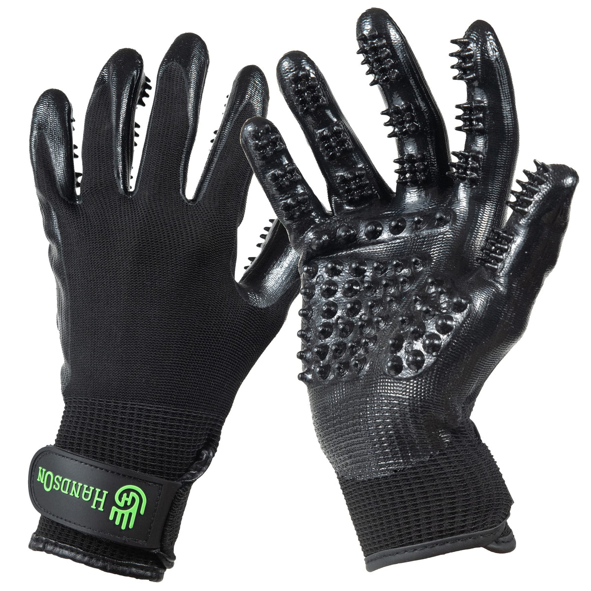 H HANDSON Pet Grooming Gloves - Patented #1 Ranked, Award Winning Shedding, Bathing, & Hair Remover Gloves - Gentle Brush for Cats, Dogs, and Horses (Grey, Small)