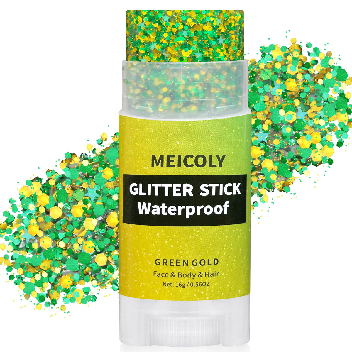 MEICOLY Orange Face Glitter Stick,Halloween Hair Glitter Stick for Women,Autumn Sparkle Orange Accessories Body Glitter Makeup,Waterproof Fall Face Glitter for Party Rave Festival