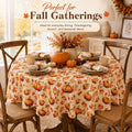 Fall Tablecloth Round 60 Inch Pumpkin Maple Leaf Thanksgiving Table Cloth