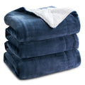 Bedsure GentleSoft Sherpa Fleece Throw Blanket for Couch, Non-Heated, Thick and Warm Throw for Women and Men, Soft Fuzzy Plush Weight Blanket for Winter, Navy, 50x60 Inches
