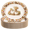 50Pack Thanksgiving Oval Plates Paper - 10" x 12" Happy Thanksgiving Plates Disposable Dinner Supply - Turkey Thankful Pattern