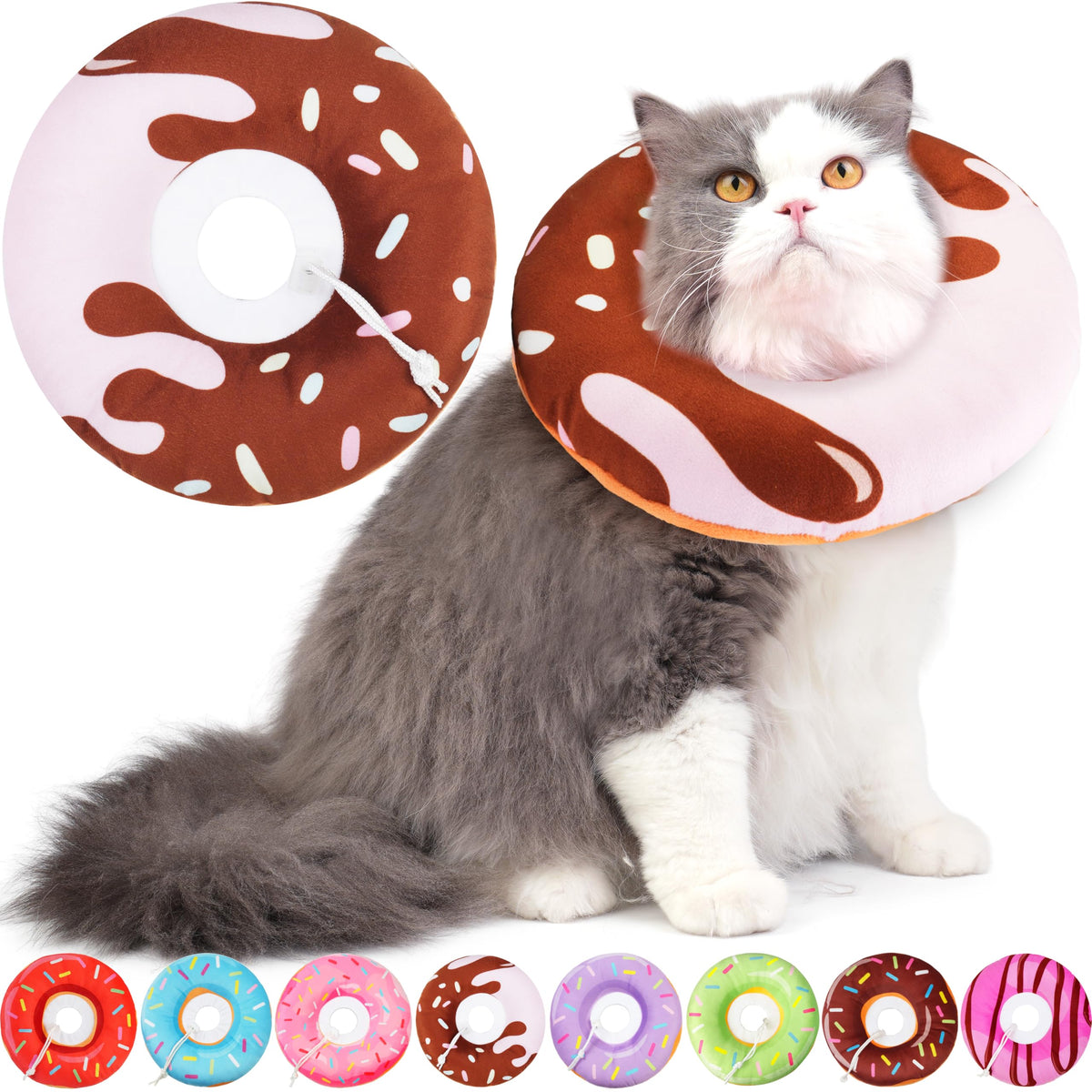 Hpetppy Cat Cone Collar Soft, Cat Recovery Collar for Wound Healing Cute Donut Adjustable Kitten Cones to Stop Licking Comfortable Lightweight Neck Elizabethan Collars for Kittens After Surgery