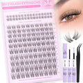 Natural Lash Clusters Kit Wispy Eyelash Clusters Kit with Bottom Eyelashes C Curly Lash Extension Kit with Invisible Band DIY Individual Lashes Kit with Lash Bond and Seal 132Pcs