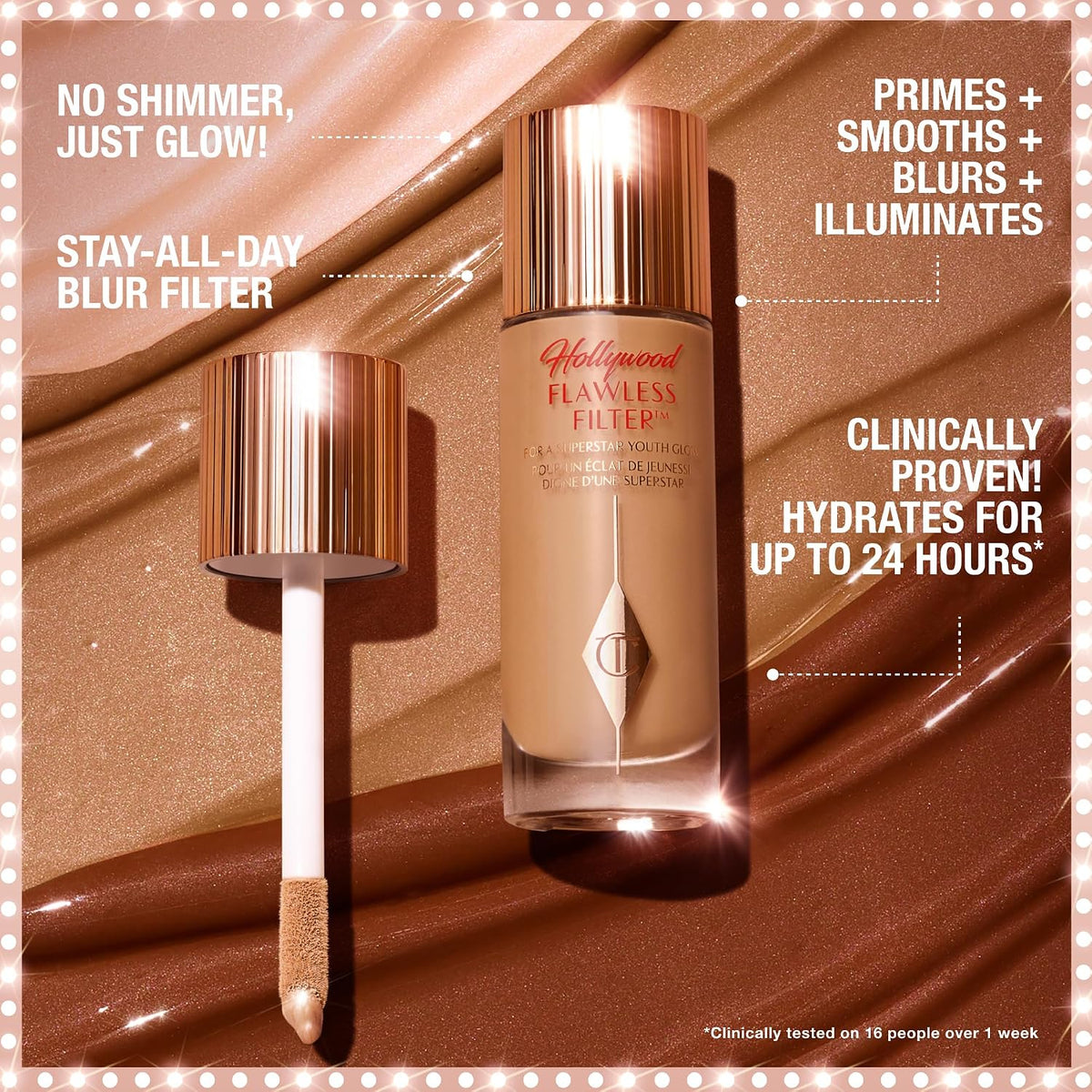 Charlotte Tilbury Hollywood Flawless Filter - Multi‑Use Makeup Primer, Complexion Booster & Illuminating Liquid Highlighter with Sheer Coverage - Smooths & Blurs Skin