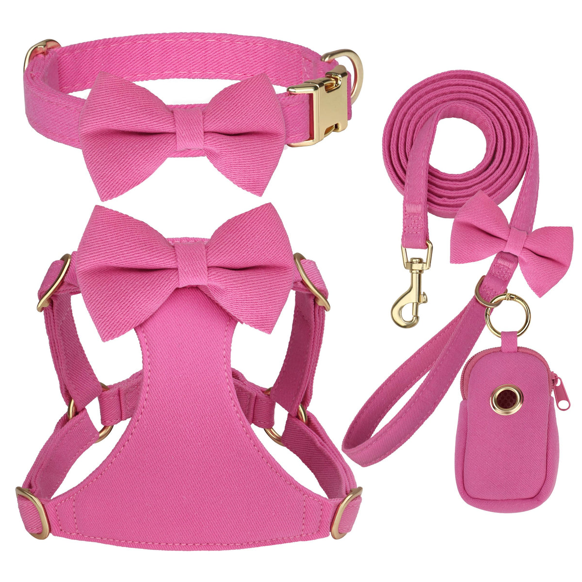 Beirui Cute Small Dog Harness Collar and Leash Set, Brown,XS,Chest 13-28"