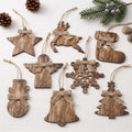 8 Pcs Rustic Christmas Tree Ornaments, Farmhouse Wooden Christmas Ornament