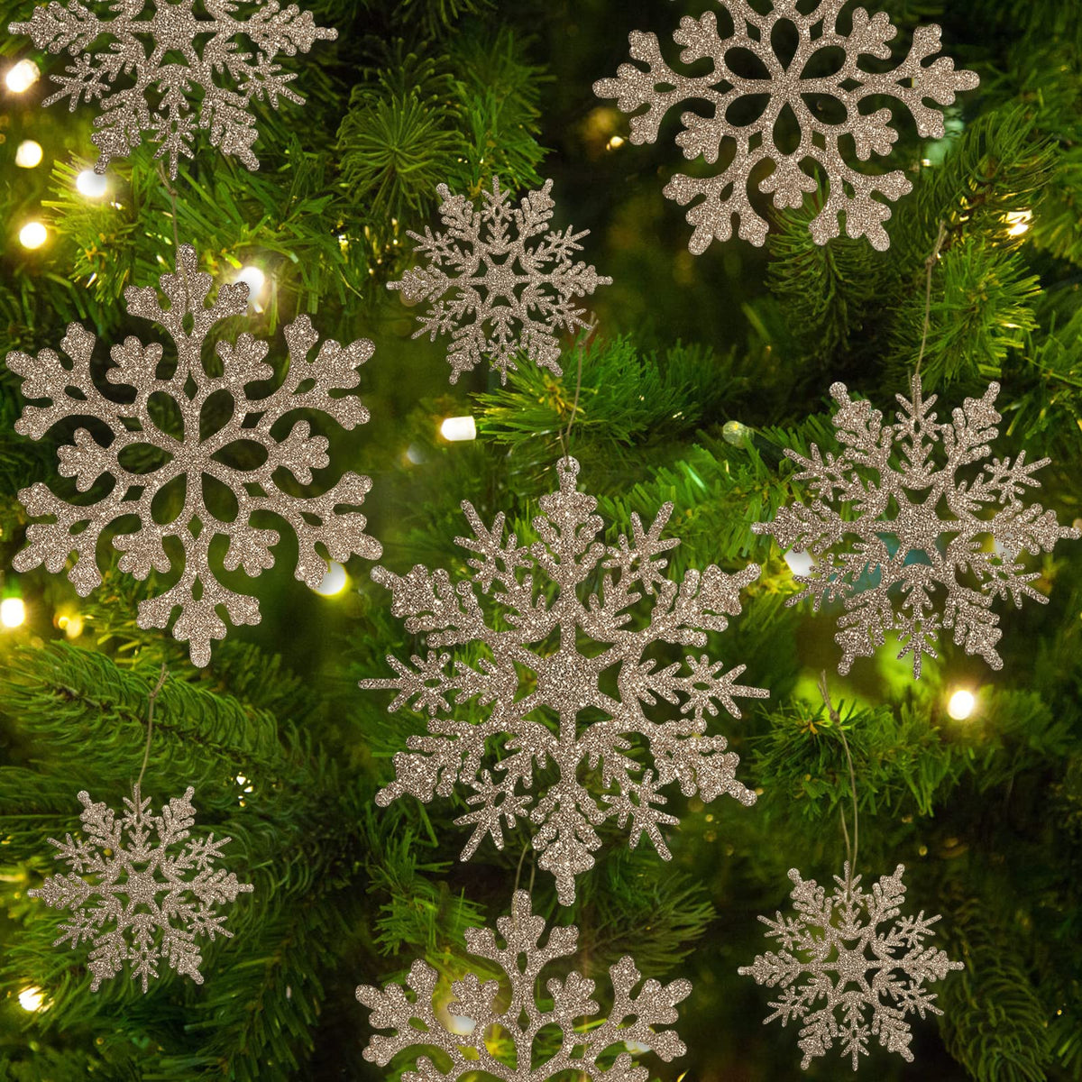 kockuu Christmas Decorations Snowflake Ornament White for Tree Decor Craft