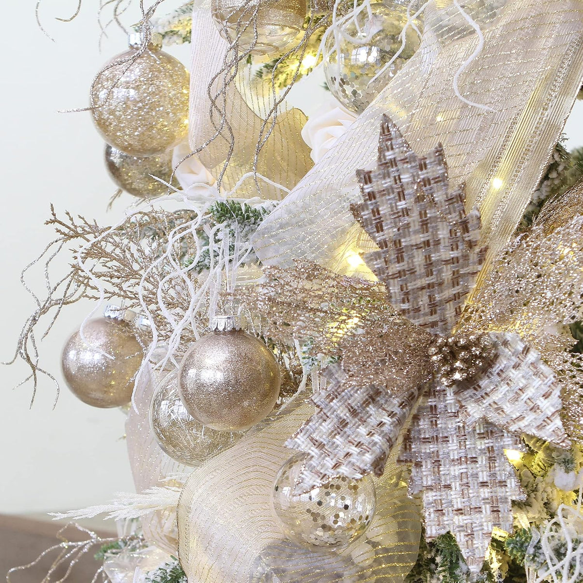 Sea Team 30-Pack Clear Christmas Ball Ornaments with Fillers, Champagne