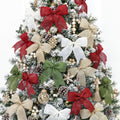 12Pcs Christmas Burlap Bows, 6.9 Inch Rustic Farmhouse Ornaments