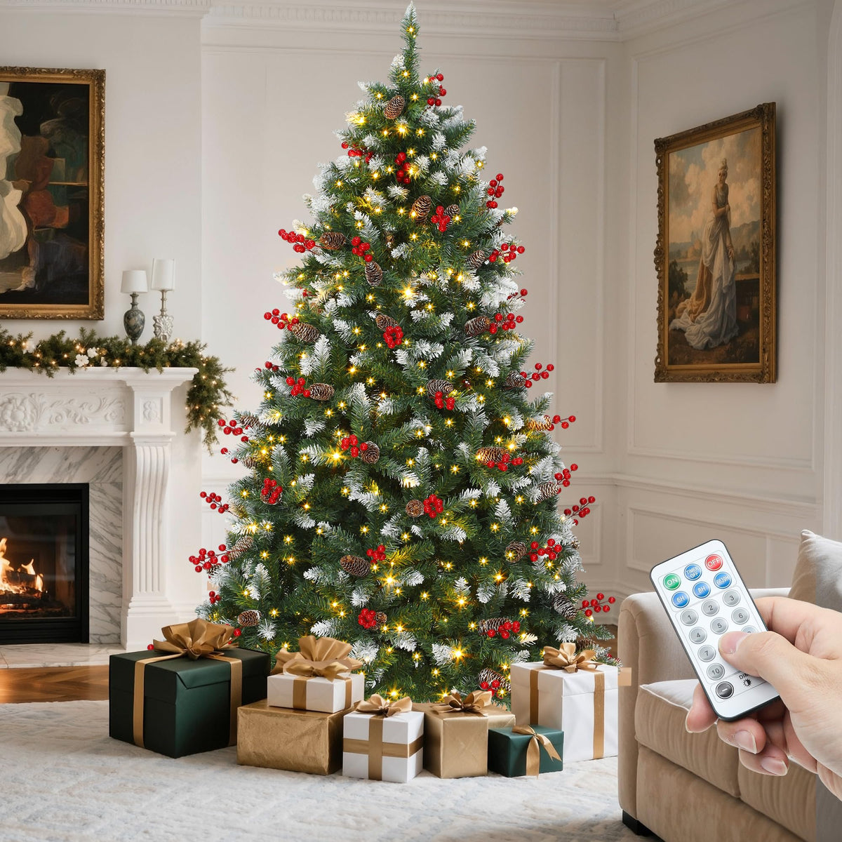 YITAHOME Prelit Black Halloween Christmas Tree 6ft with Remote