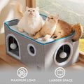 Bedsure Extra Wide Cat House Bed with Fluffy Ball and Scratch Pad,Grey | 23.6x16.9x13 in,Indoor Cat Cave for Multiple Pets, Foldable Cat Hideway Cube for Sleeping Large Cat and Kitten