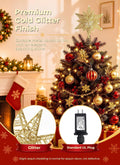 Brightown 12" Gold Christmas Star Tree Topper, Rotating Snowflake Projector
