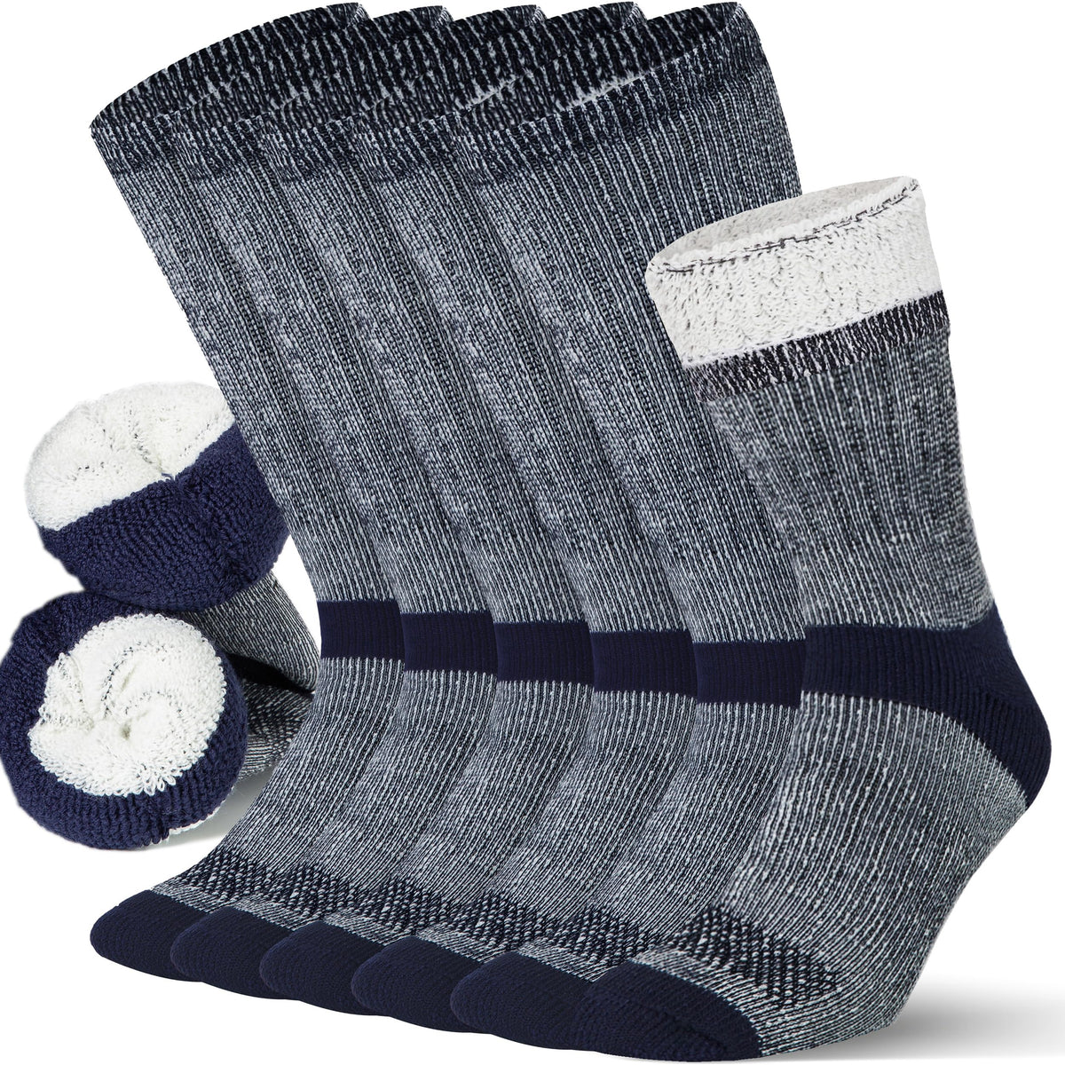 Alvada Mens Merino Wool Crew Socks Thermal and Warm Socks for Winter Work Hiking Running 3 Pairs