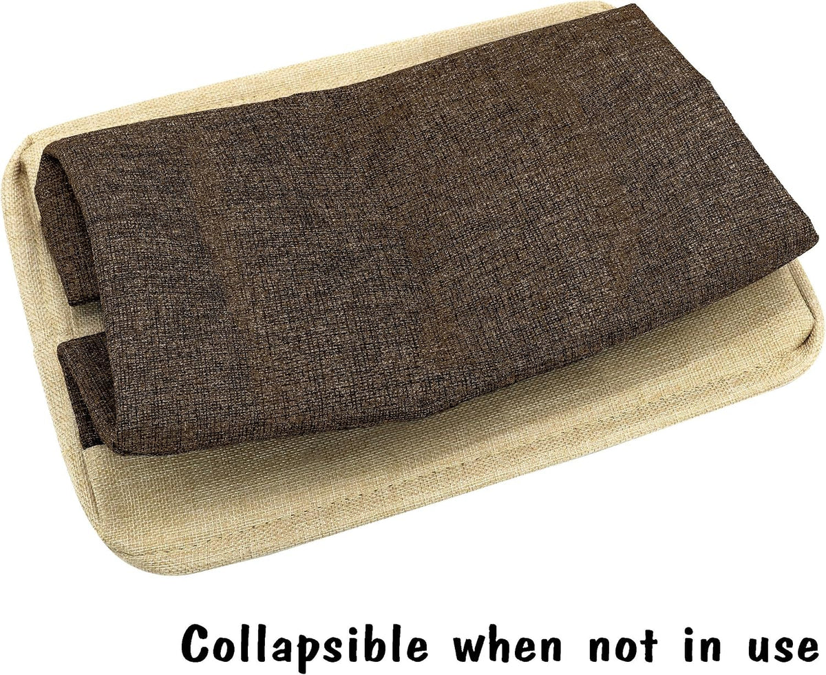 PET ARTIST Dog Toy Basket, Large Collapsible, Brown, M: 15"x11"x9" | Dog Toy Bin Box, Comfortable Handles, Large Pet Toy Storage Organizer, For Accessories, Toys, Coat & Clothing, Blanket Leash