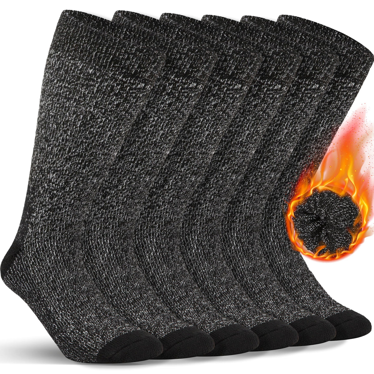 Alvada Mens Merino Wool Crew Socks Thermal and Warm Socks for Winter Work Hiking Running 3 Pairs