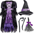 Spooktacular Creations Fairytale Witch Cute Witch Costume Deluxe Set with Broom for Girls
