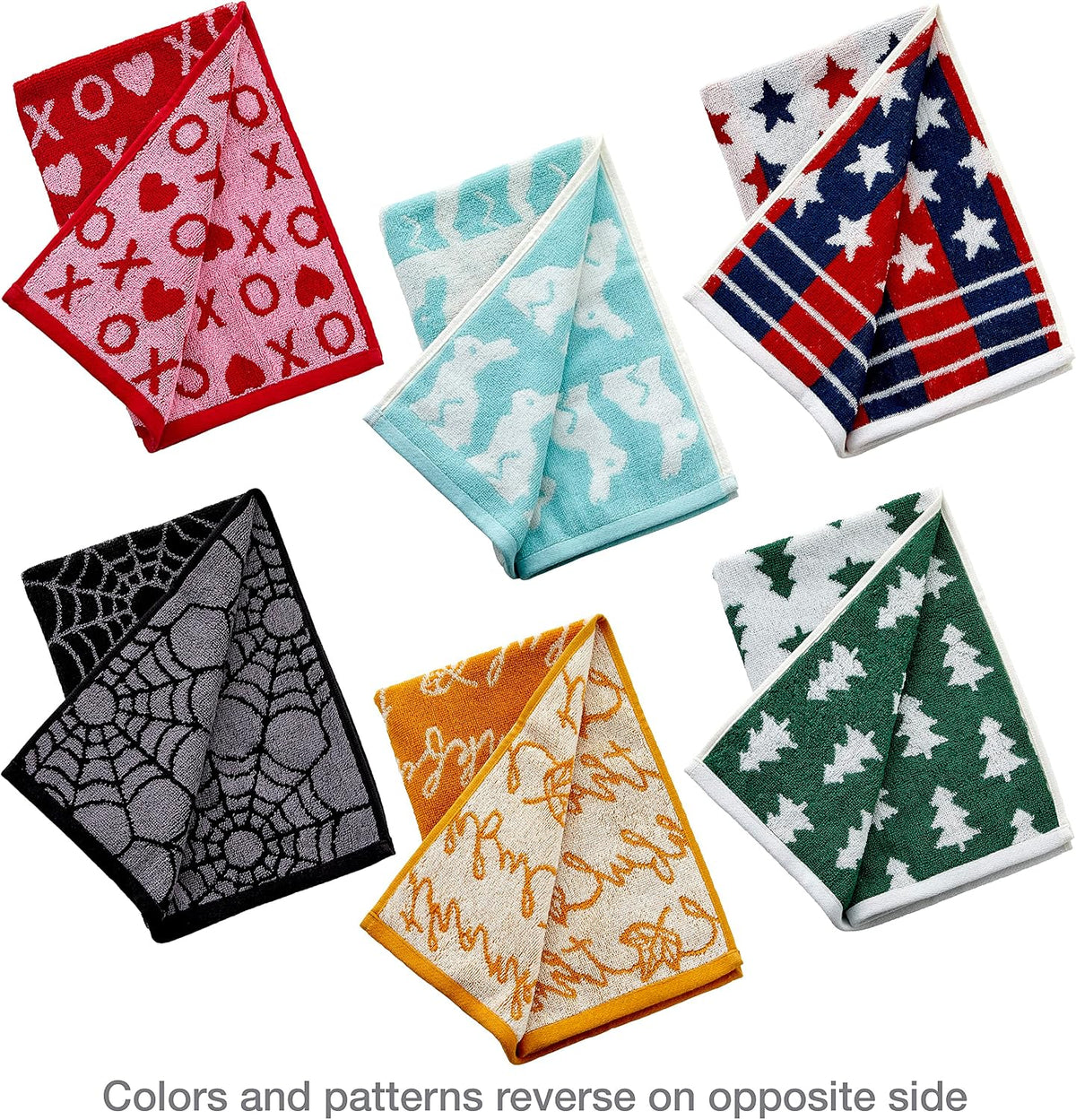 SKL Home Seasonal Jacquard Hand Towel Gift Set, 6 Count, Multicolored